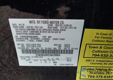 2018 Ford Flex Limited z USA, uszkodzony, nr VIN 2FMHK6D82JBA20004